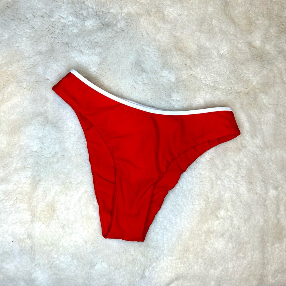 Volcom Coco Ho Red & White Cheeky Bikini Bottoms XS